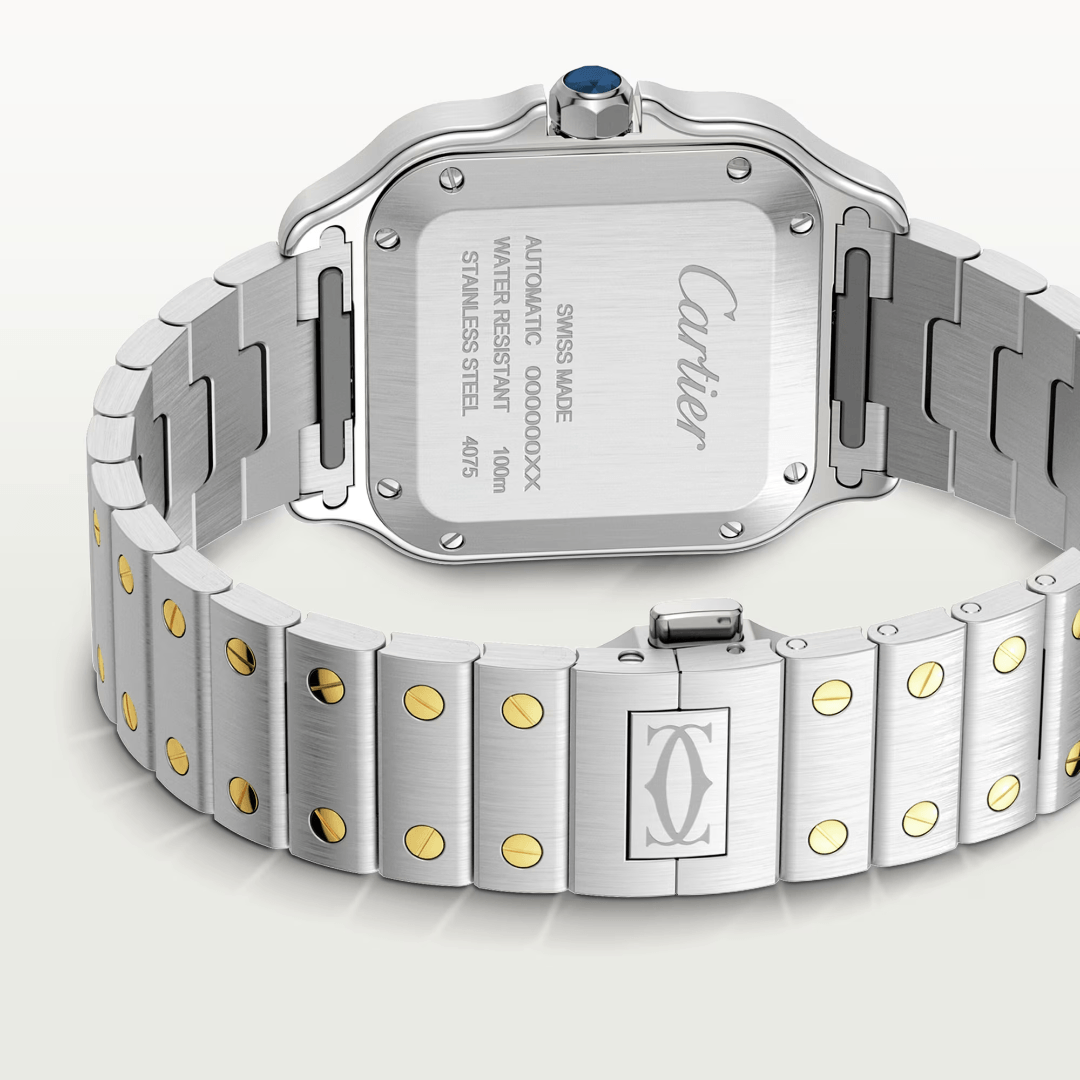 Santos de Cartier Watch in Steel with Yellow Gold and Diamonds, medium model 2