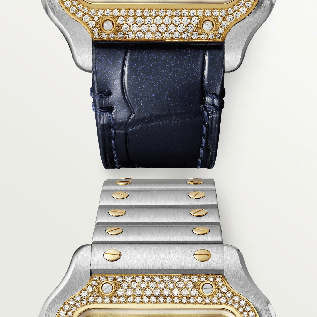 Santos de Cartier Watch in Steel with Yellow Gold and Diamonds, medium model 5