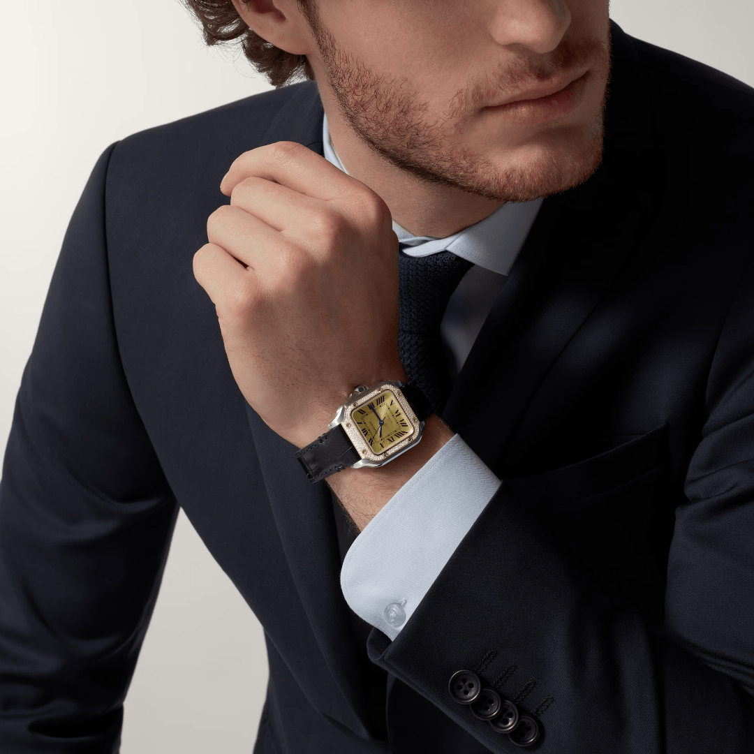 Santos de Cartier Watch in Steel with Yellow Gold and Diamonds, medium model 3