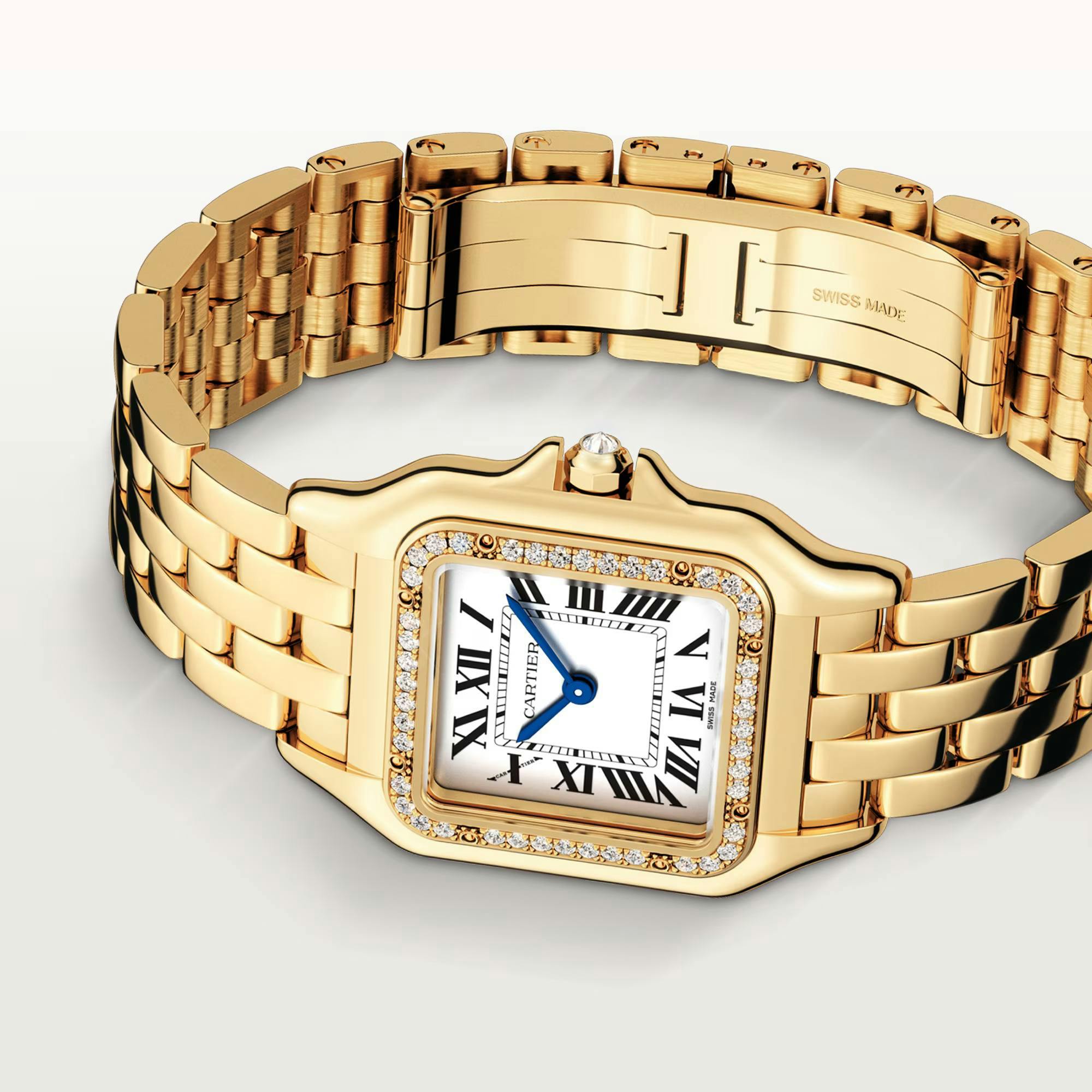Panthere de Cartier Watch in Yellow Gold with Diamonds, medium model 1