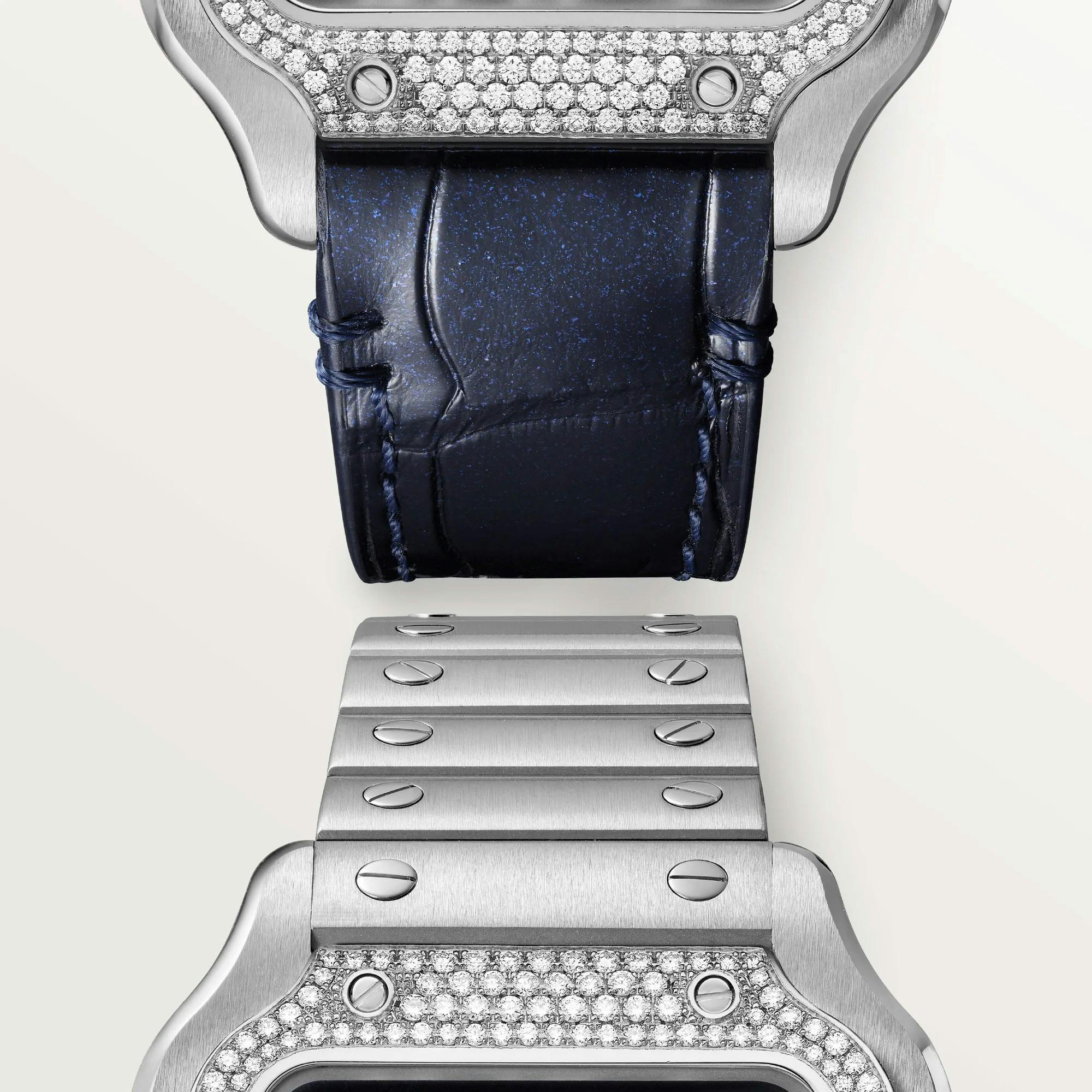Santos de Cartier Watch with Blue Dial and Diamonds, medium model 7