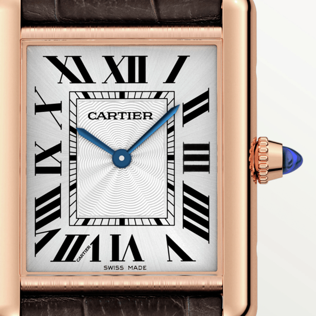 Tank Louis Cartier Watch in Rose Gold with Alligator Strap, large model 7