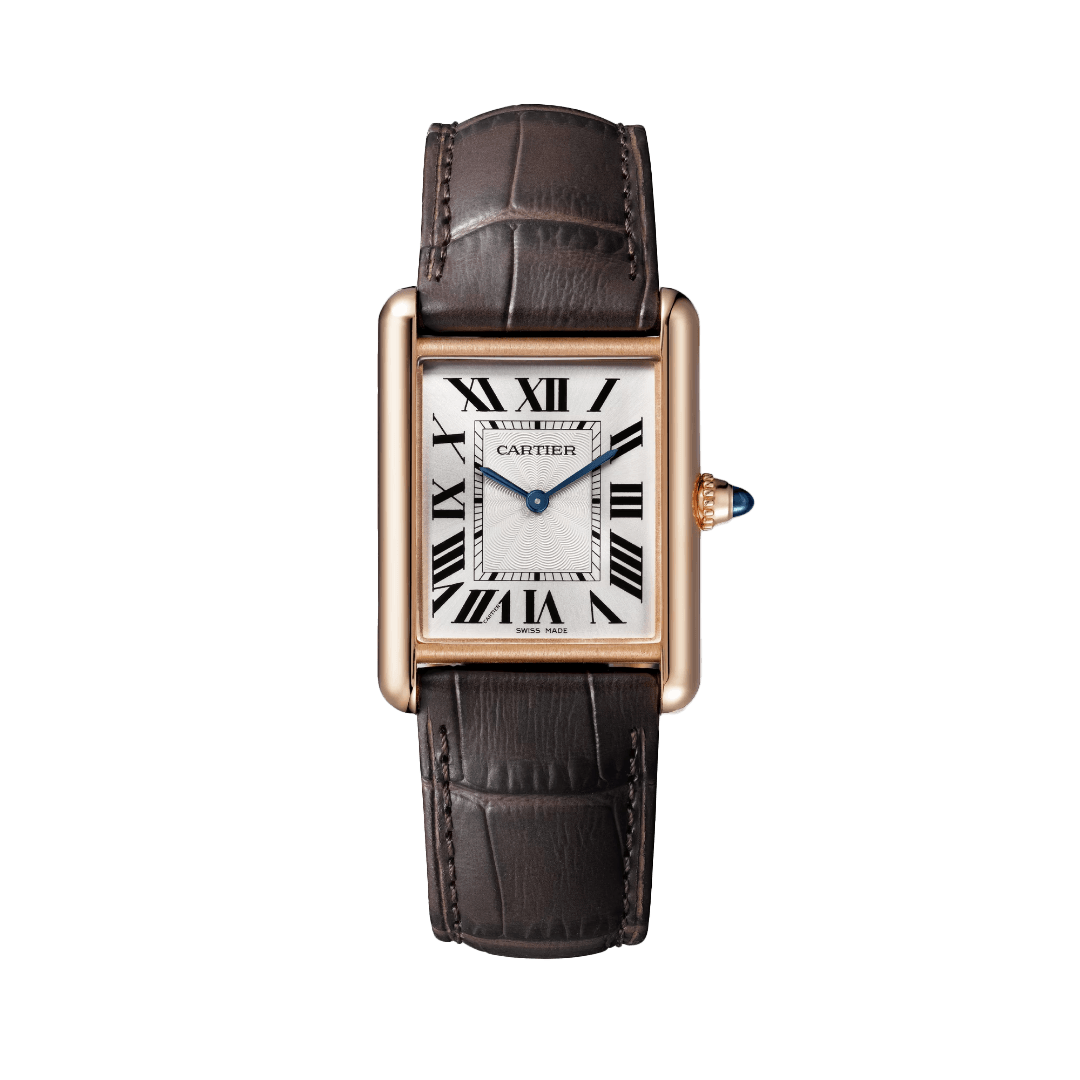 Tank Louis Cartier Watch in Rose Gold with Alligator Strap, large model 0