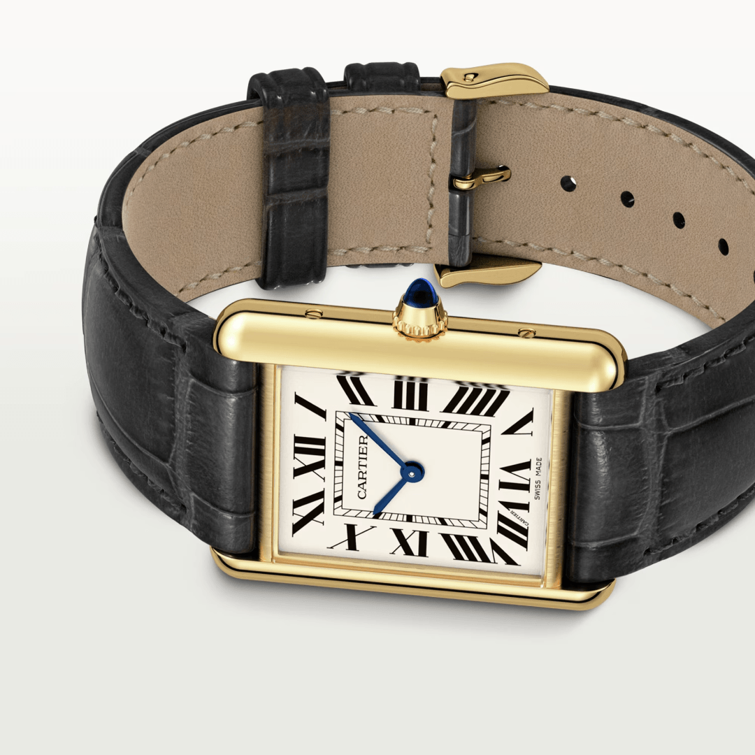 Tank Louis Cartier Watch in Yellow Gold with Alligator Strap, large model 1
