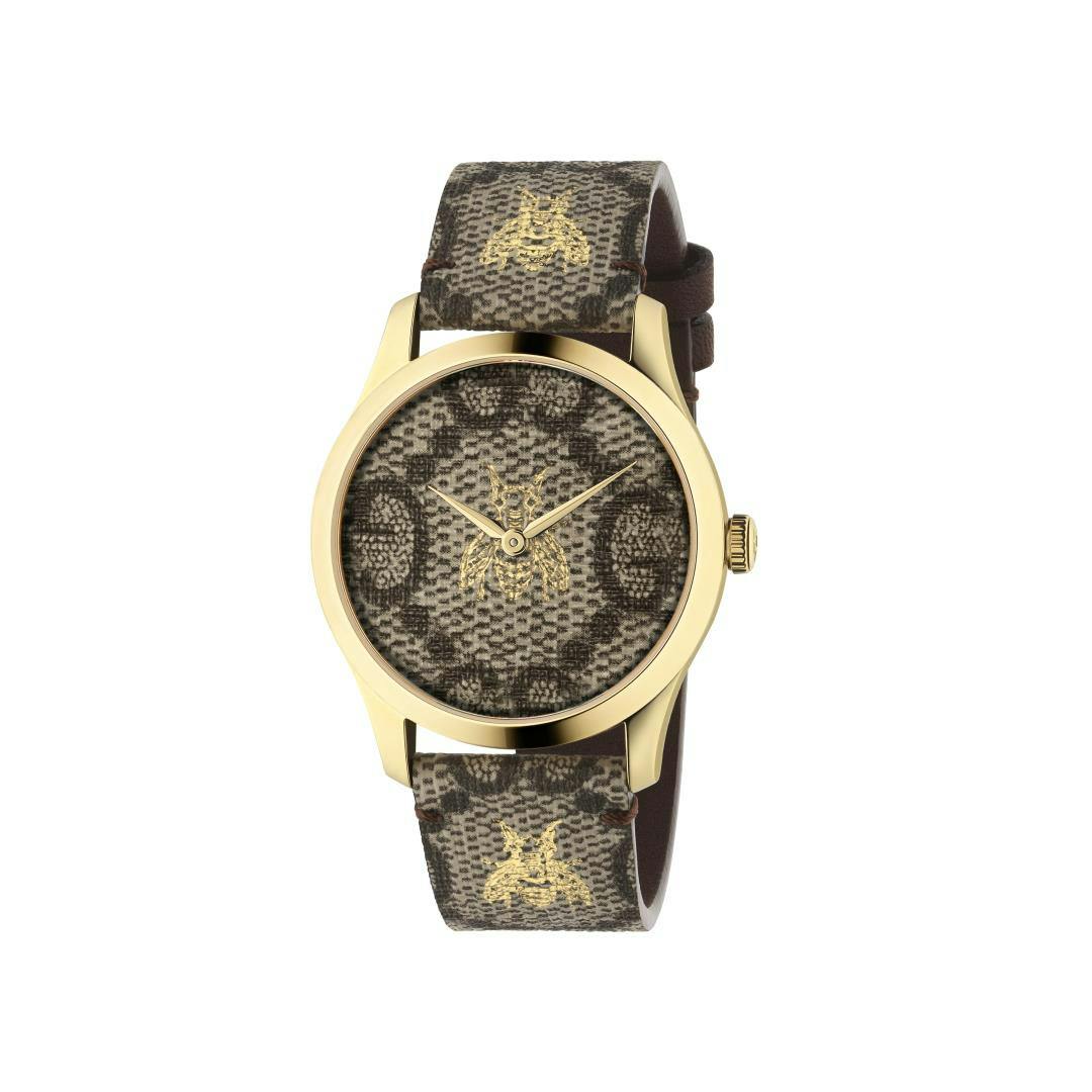 Gucci G-Timeless Gold Bee Print Strap G Watch, 38mm