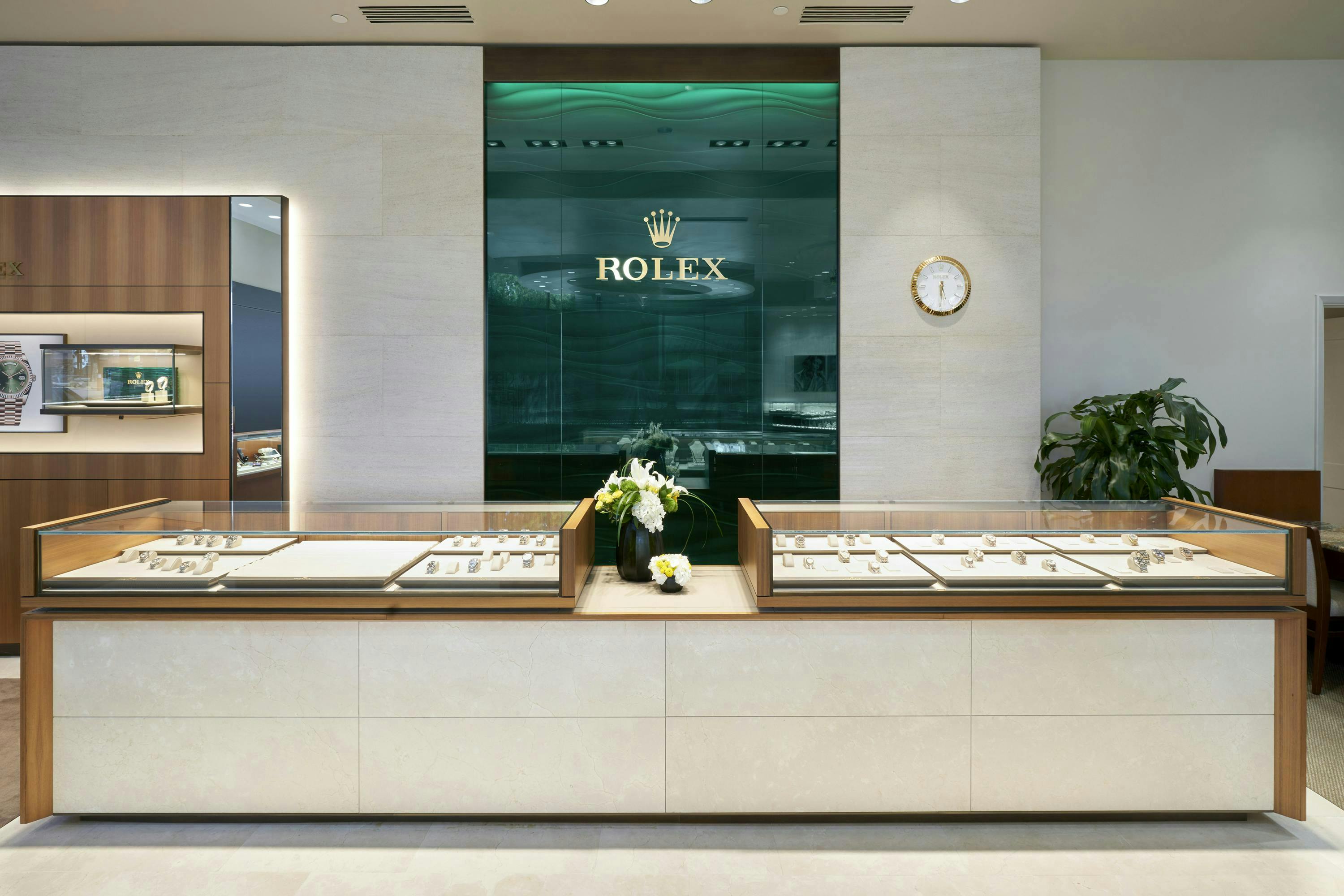 Rolex storefront showroom at Lee Michaels Fine Jewelry location in Albuquerque, New Mexico.