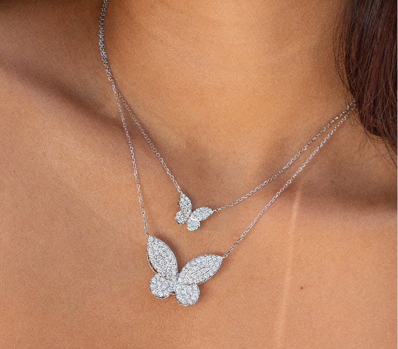 diamond butterfly pendant necklaces