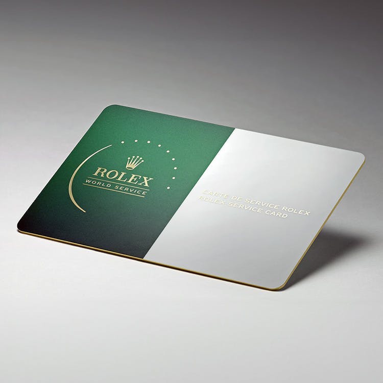 Photo of a Rolex service warranty card