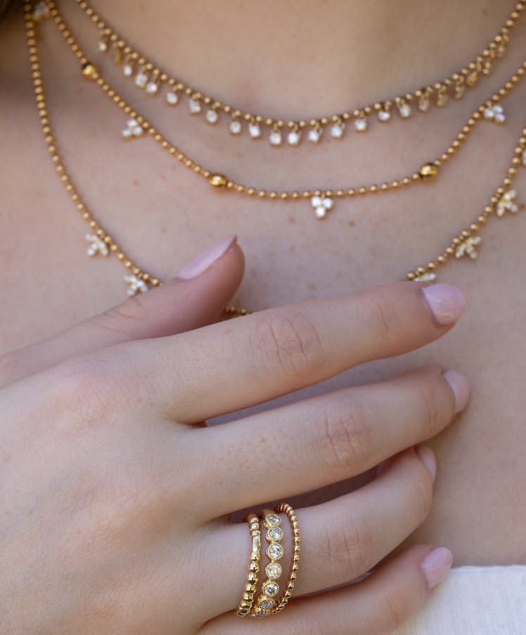 beaded yellow gold jewelry as fall jewelry trend