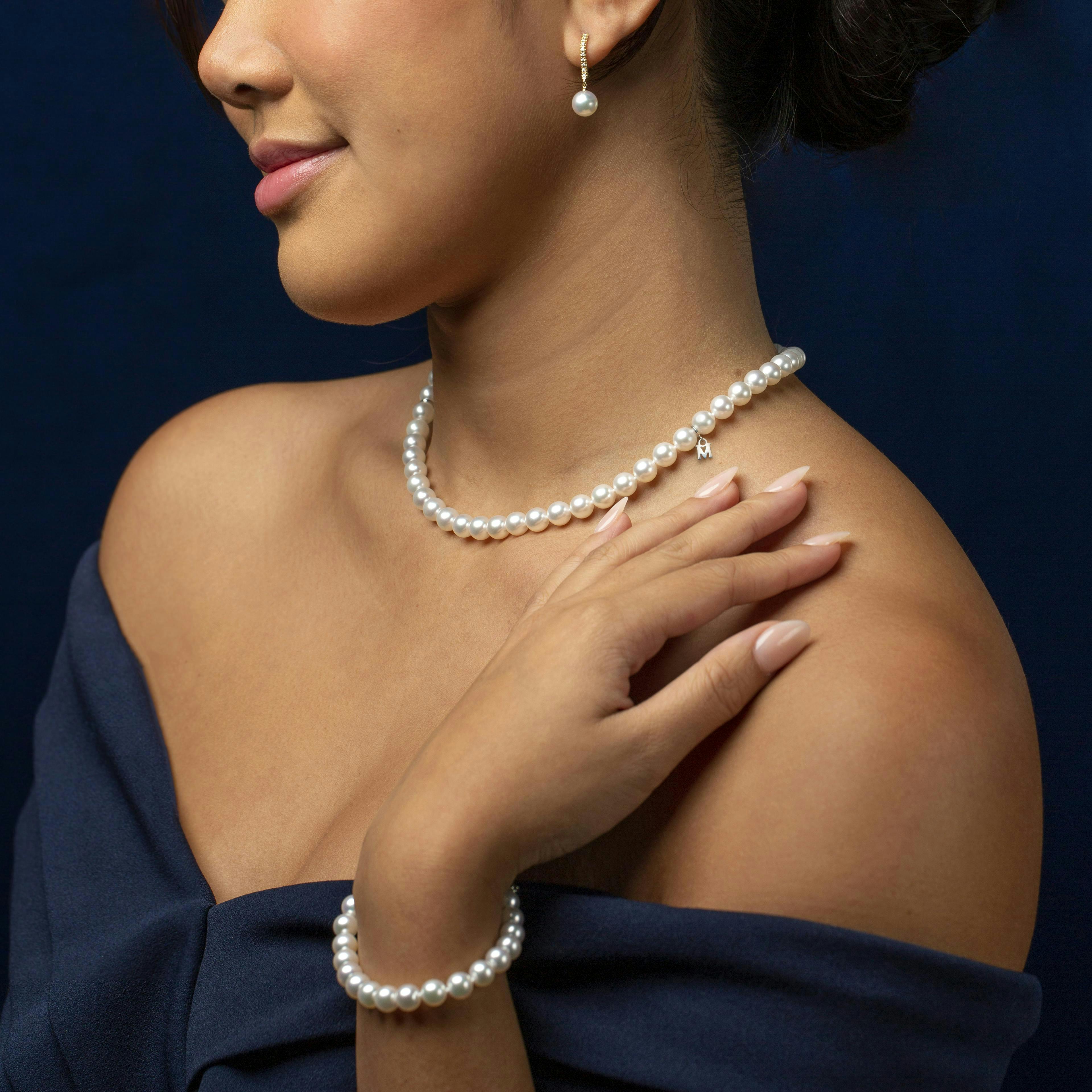 mikimoto pearl necklace and bracelet set