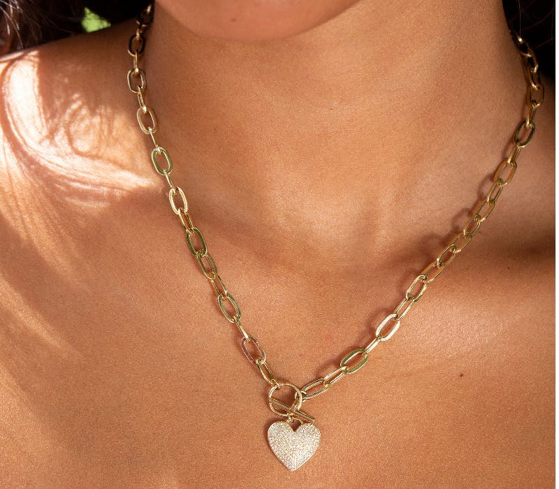 diamond and gold heart necklace